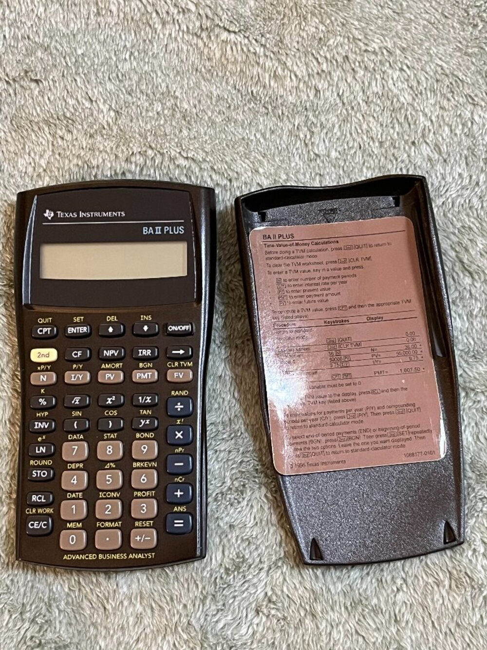 Texas Instruments BA II Plus Advanced Business Analyst Calculator w/ Slide Cover